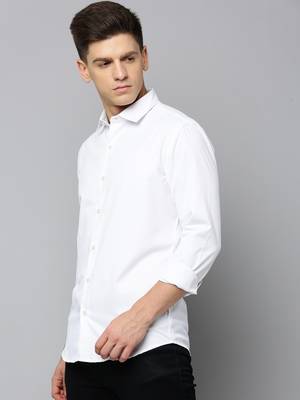 men's long sleeves solid white shirt 3