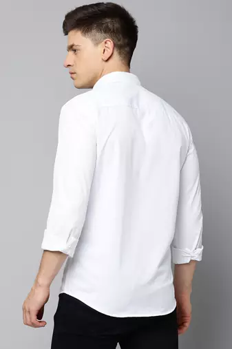 men's long sleeves solid white shirt