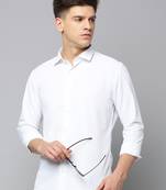 men's long sleeves solid white shirt
