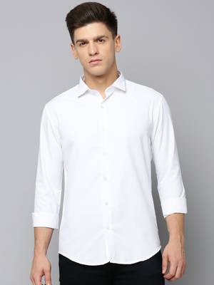 men's long sleeves solid white shirt 2