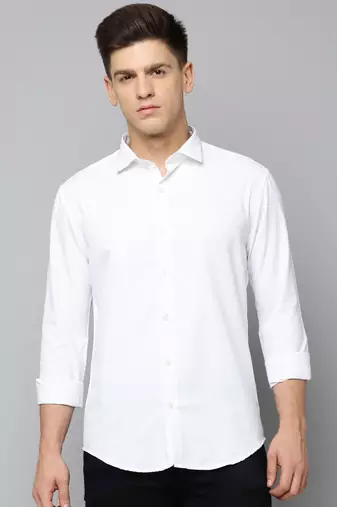men's long sleeves solid white shirt