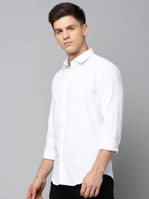 men's long sleeves solid white shirt 3