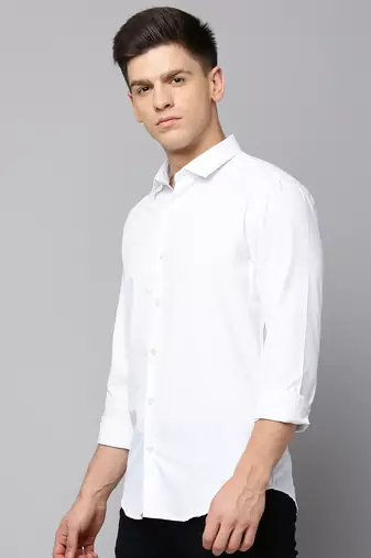 men's long sleeves solid white shirt