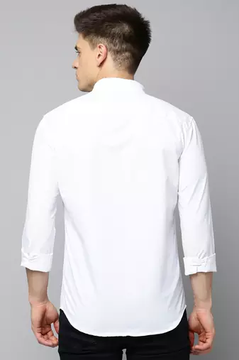 men's long sleeves solid white shirt