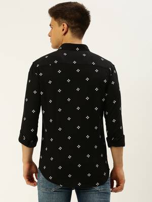 men's long sleeves ethnic motifs black shirt 4