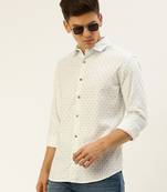 men's long sleeves geometric white shirt