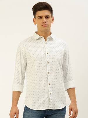 men's long sleeves geometric white shirt 2