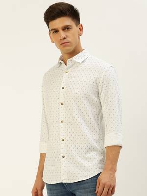 men's long sleeves geometric white shirt 3