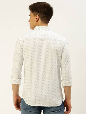men's long sleeves geometric white shirt 4
