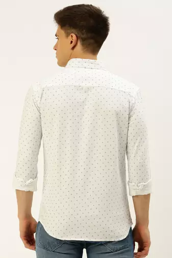men's long sleeves geometric white shirt