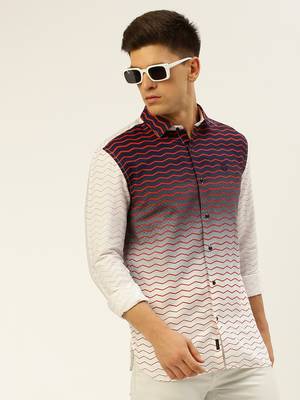 men's long sleeves ombre white shirt 1