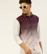 men's long sleeves ombre white shirt