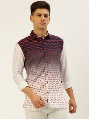 men's long sleeves ombre white shirt 2