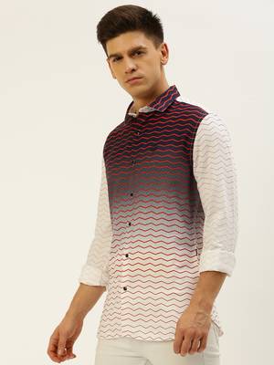 men's long sleeves ombre white shirt 3