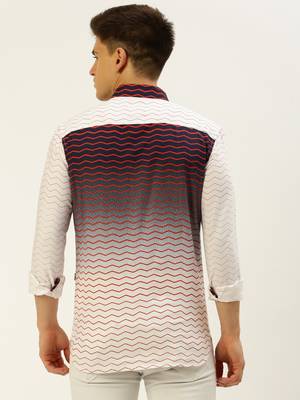 men's long sleeves ombre white shirt 4