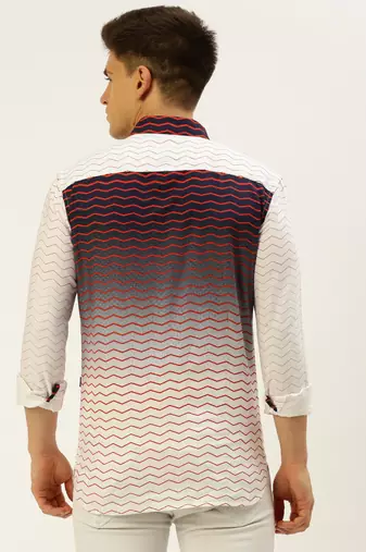 men's long sleeves ombre white shirt