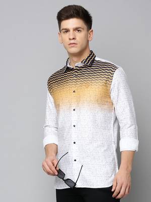 men's long sleeves chevron white shirt 1