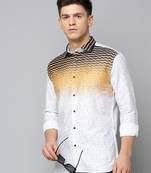 men's long sleeves chevron white shirt