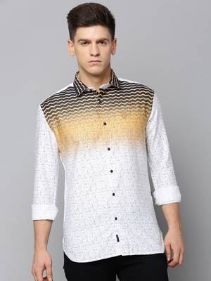 men's long sleeves chevron white shirt 2