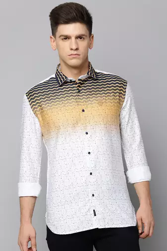 men's long sleeves chevron white shirt