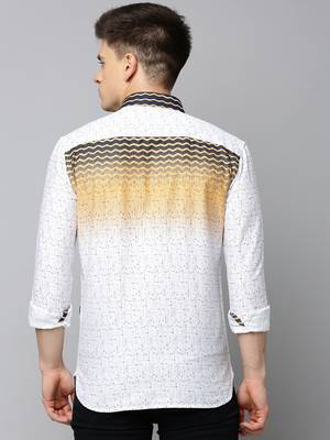 men's long sleeves chevron white shirt 4
