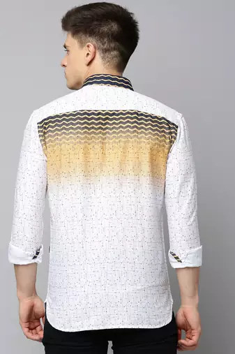 men's long sleeves chevron white shirt