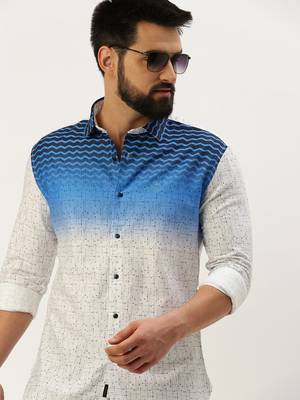 men's long sleeves ombre white shirt 1