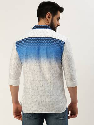 men's long sleeves ombre white shirt 4