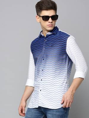 men's long sleeves chevron white shirt 1