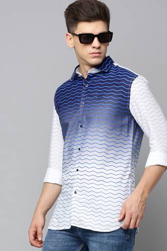 men's long sleeves chevron white shirt