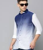 men's long sleeves chevron white shirt