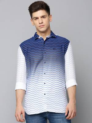 men's long sleeves chevron white shirt 2