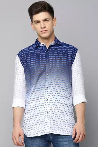 men's long sleeves chevron white shirt