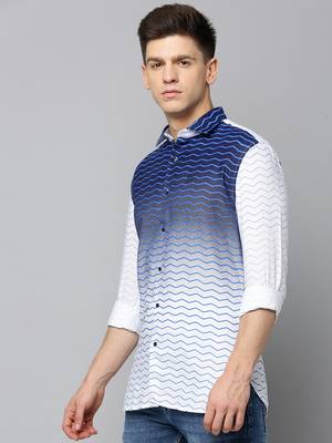 men's long sleeves chevron white shirt 3