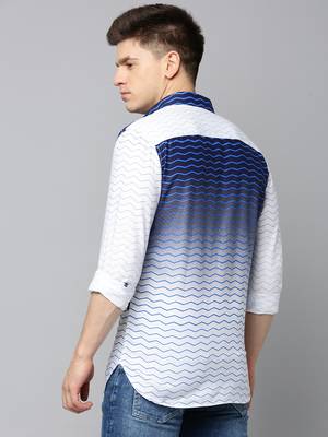 men's long sleeves chevron white shirt 4