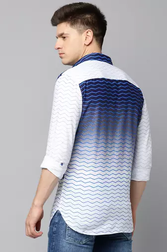 men's long sleeves chevron white shirt