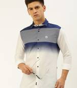 men's long sleeves ombre white shirt