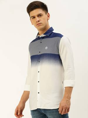 men's long sleeves ombre white shirt 3