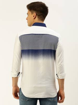 men's long sleeves ombre white shirt 4