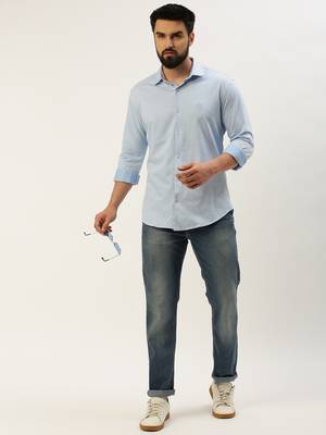 men's long sleeves geometric blue shirt 5