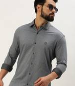 men's long sleeves geometric grey shirt