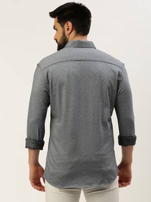 men's long sleeves geometric grey shirt 4