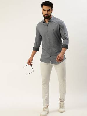 men's long sleeves geometric grey shirt 5
