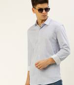 men's long sleeves vertical stripes blue shirt