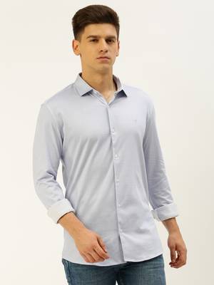 men's long sleeves vertical stripes blue shirt 2