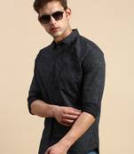 Showoff men's long sleeves geometric black shirt
