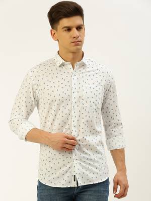 men's long sleeves ethnic motifs white shirt 2
