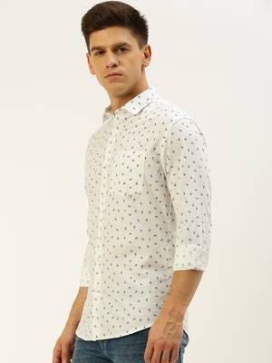 men's long sleeves ethnic motifs white shirt 3