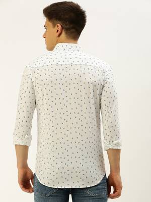 men's long sleeves ethnic motifs white shirt 4
