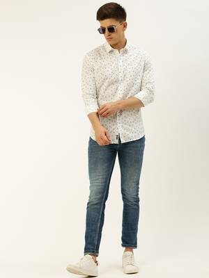 men's long sleeves ethnic motifs white shirt 5